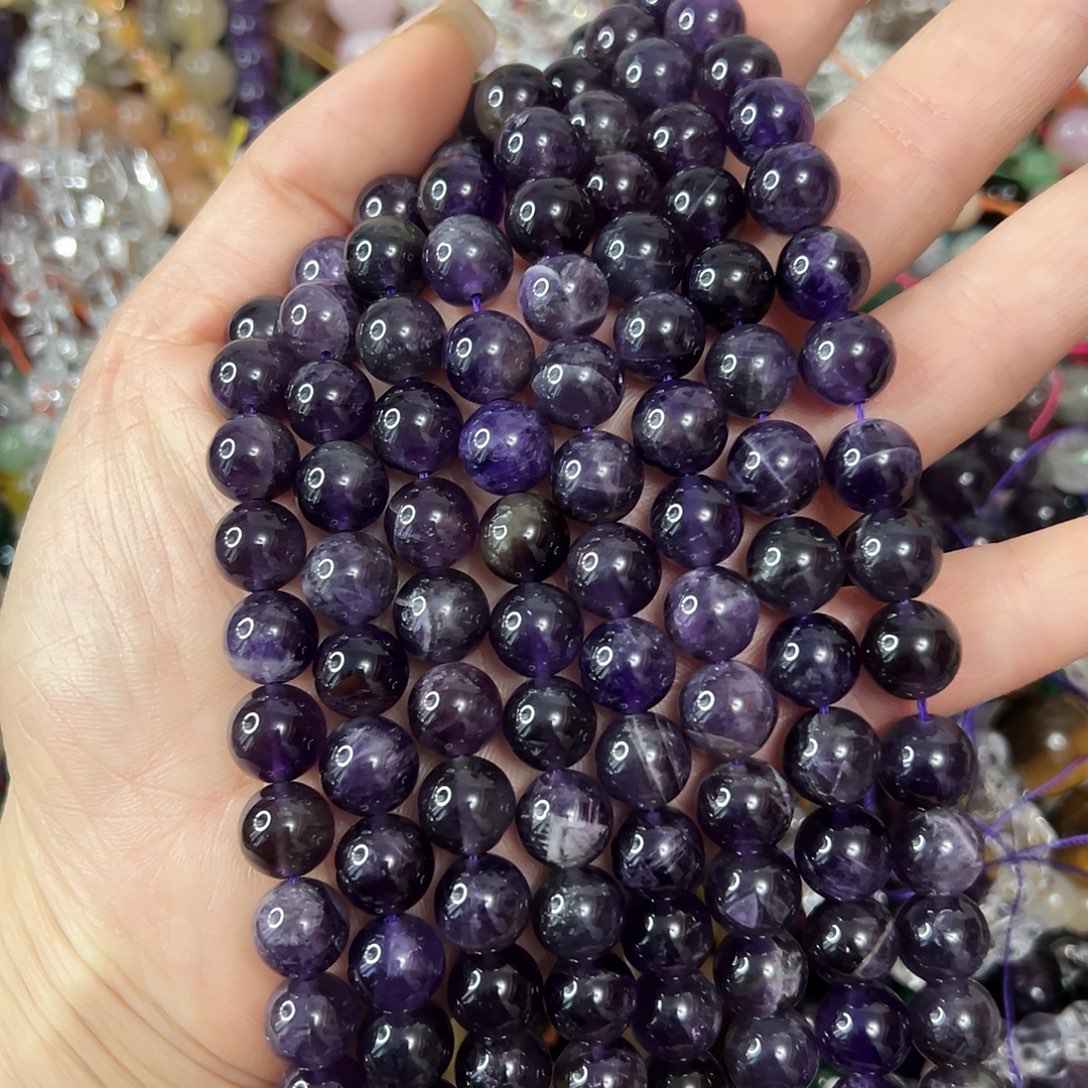 玛瑙/玉髓未镶嵌珠宝半成品，卡10紫水晶一条