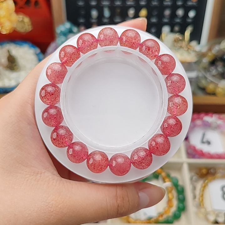 未镶嵌手链水晶冰种金沙红草莓晶