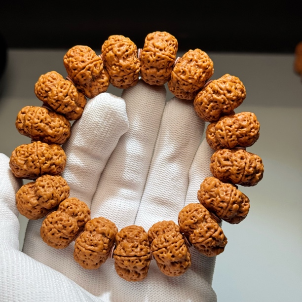 【纽扣夹板】梁梅花大金刚五瓣粗筋巨肉纽扣桩金刚菩提手串A666