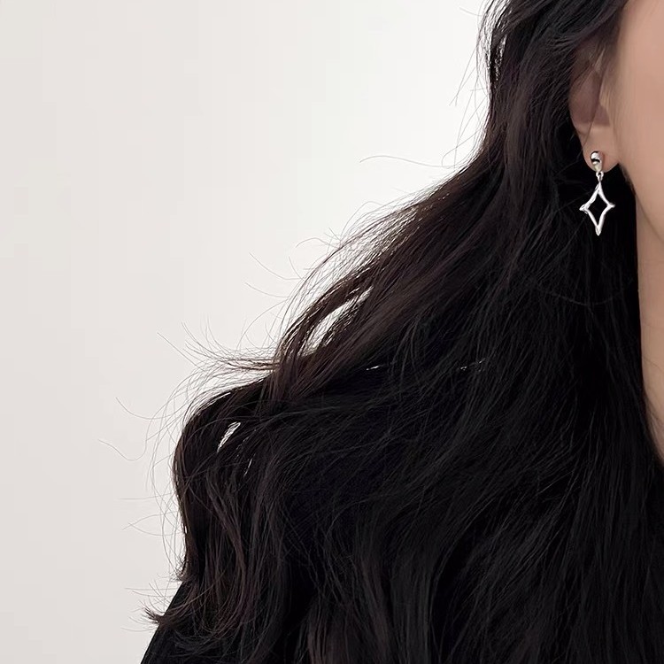 925银陶瓷耳饰 Tina星星四芒星耳环日常百搭个性S925银针耳钉送女