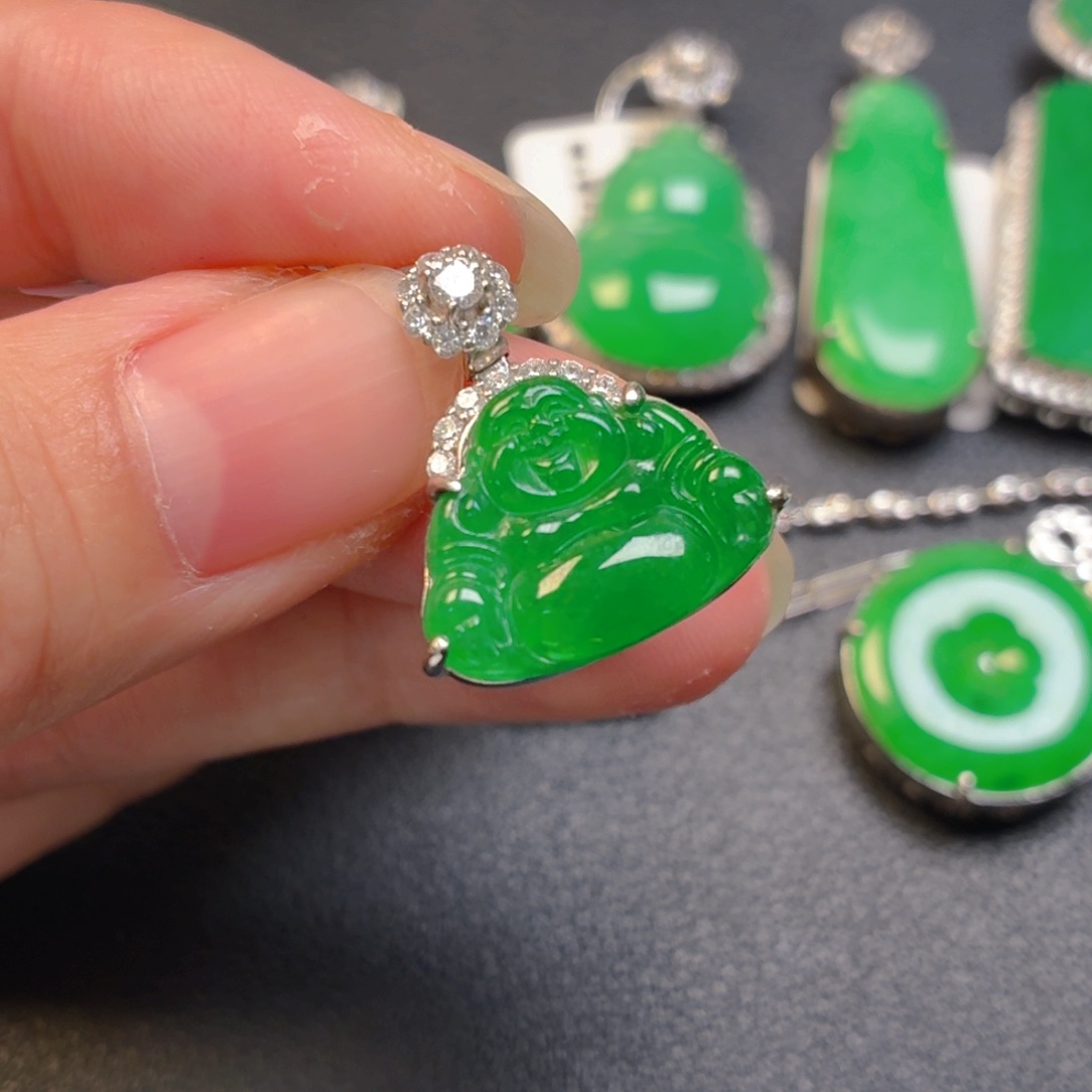 翡翠银S925镶嵌吊坠(不含链)