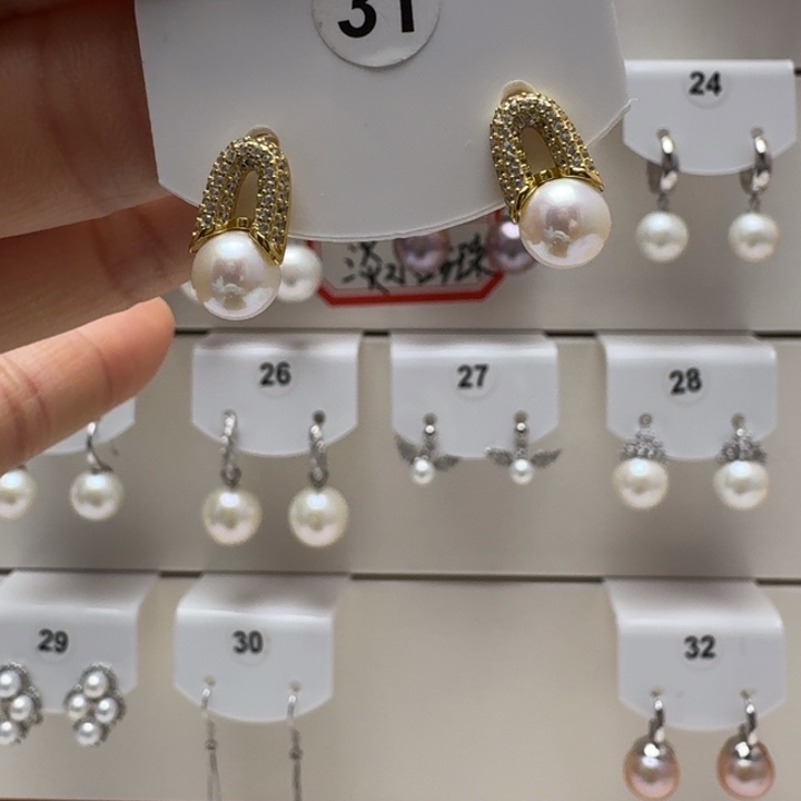 耳饰淡水珍珠银S925镶嵌
