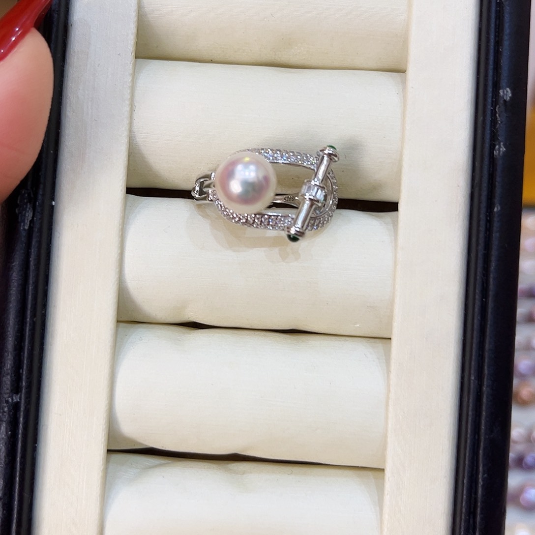 海水珍珠戒指银S925镶嵌