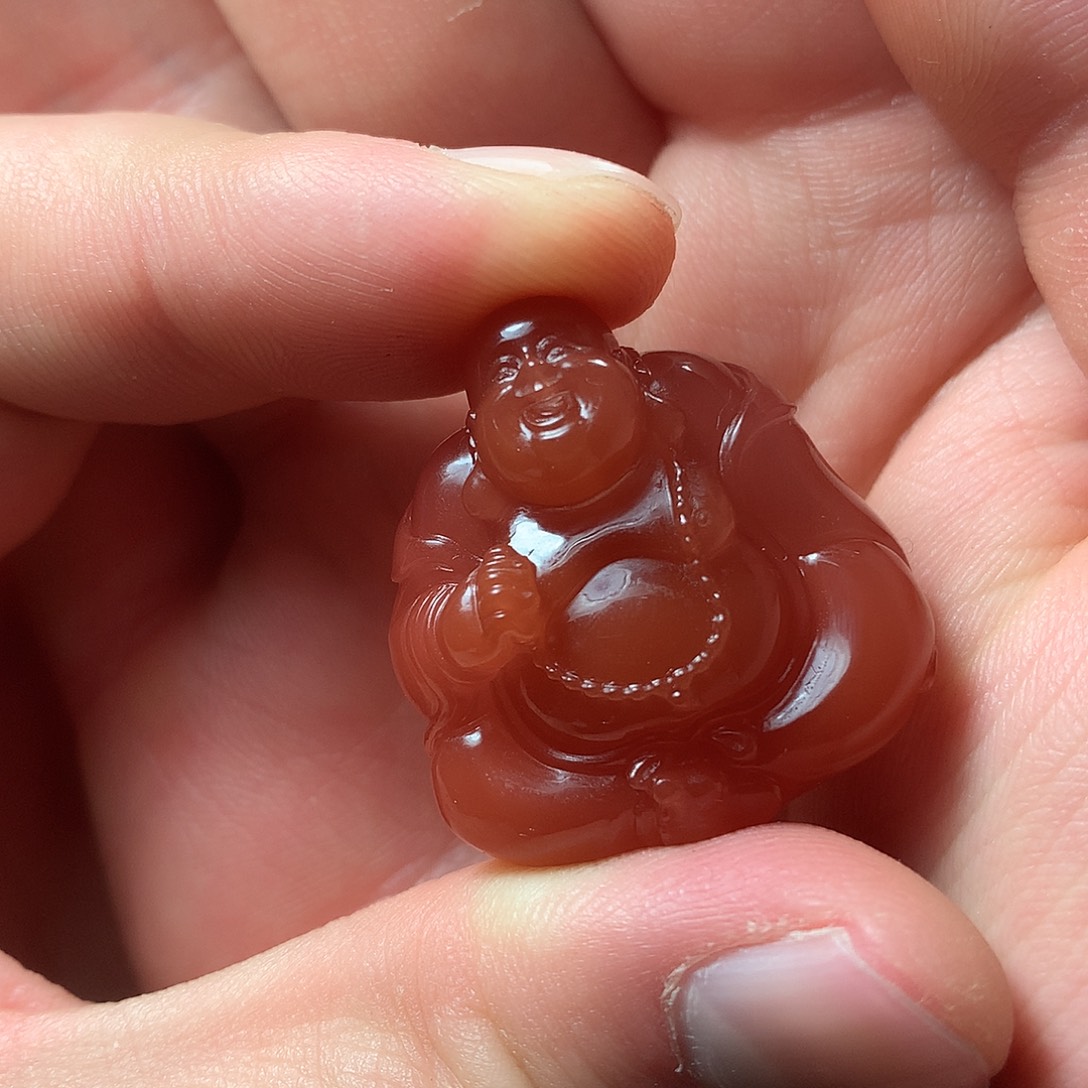 南红玛瑙1未镶嵌大**风弥勒
