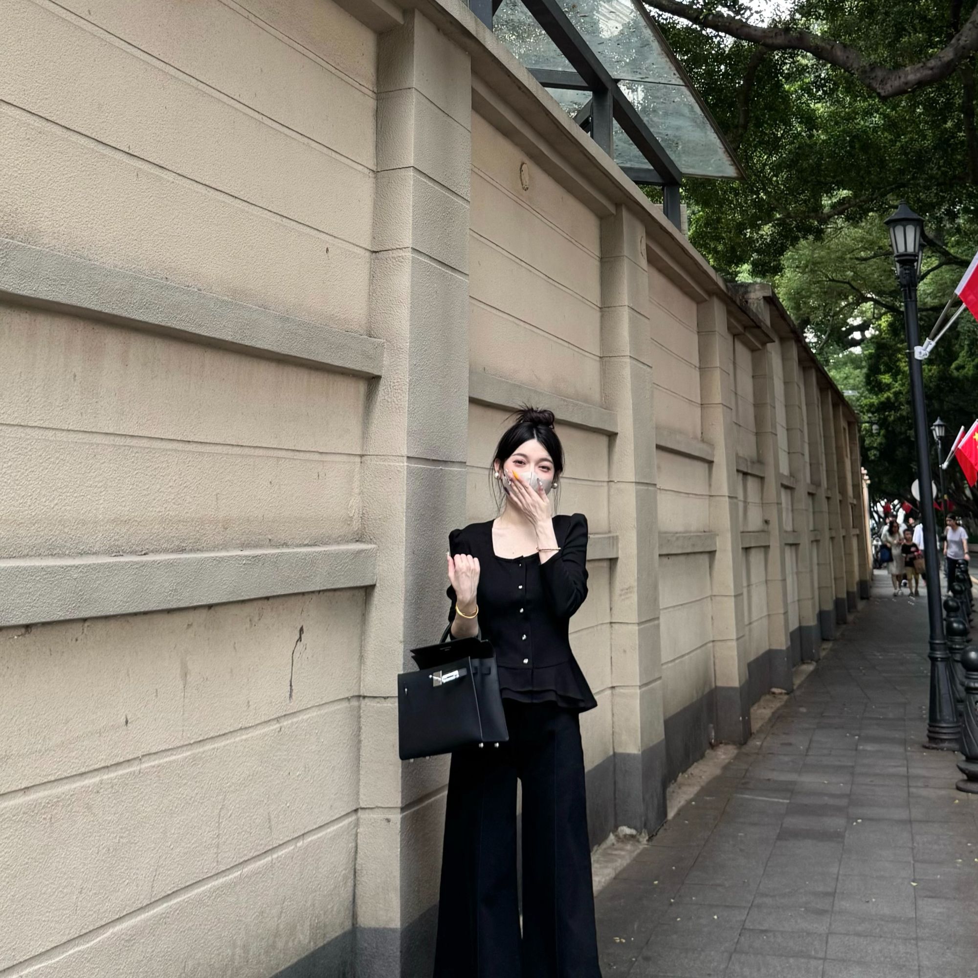 大静推荐【克鲁千金】设计感法式方领长袖女百搭显瘦高级感秋冬上衣