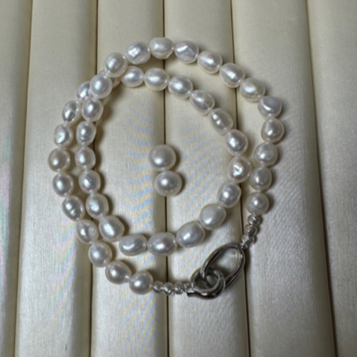 淡水巴洛克珍珠项链和馒头耳钉一套