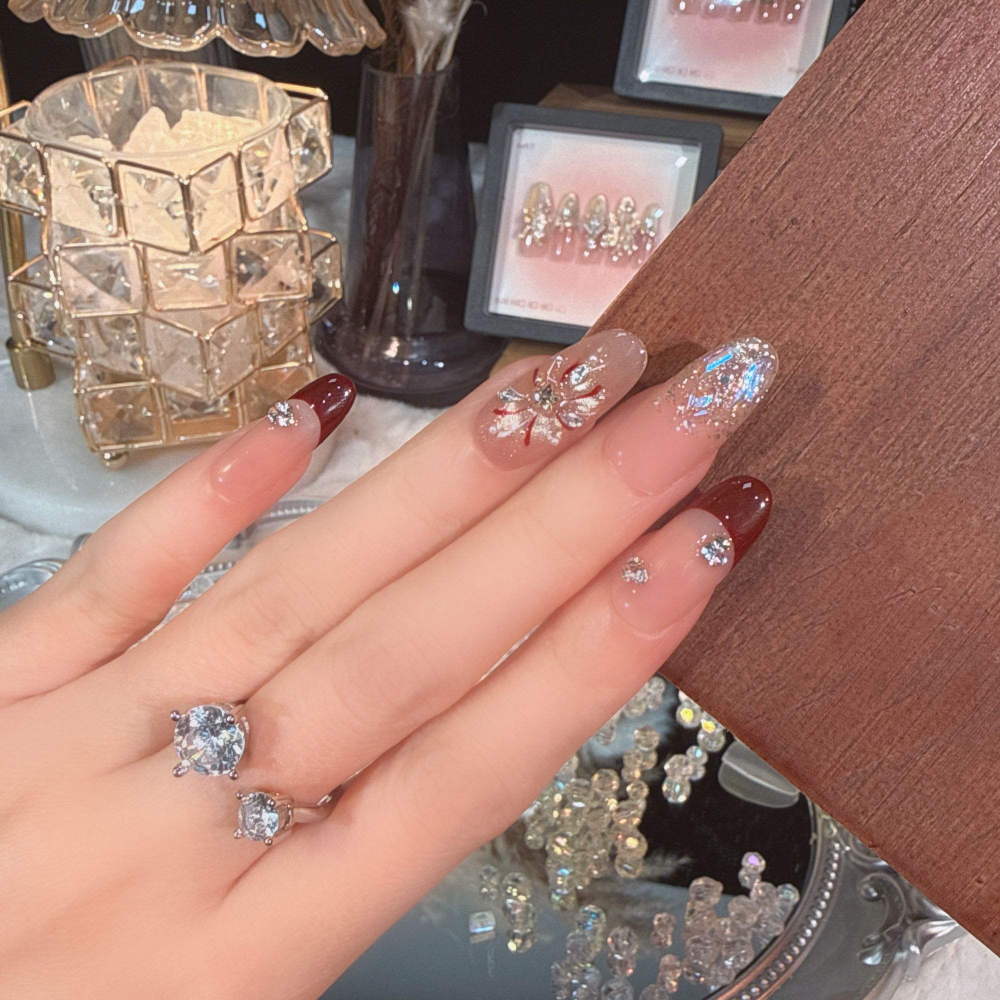 【玫瑰星云】红色新年美甲醒狮法式精致高级手工穿戴甲高级感满满