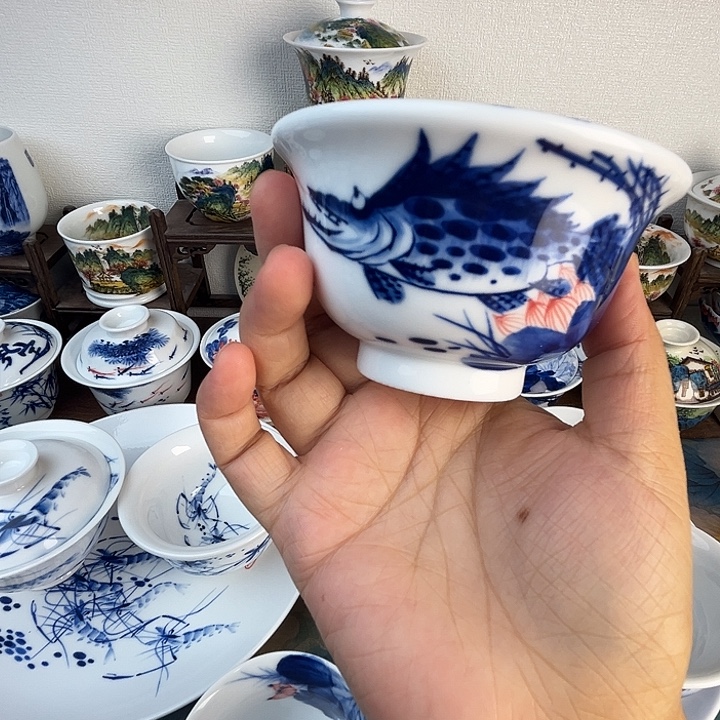 忠意堂釉下彩富贵有余微瑕别人