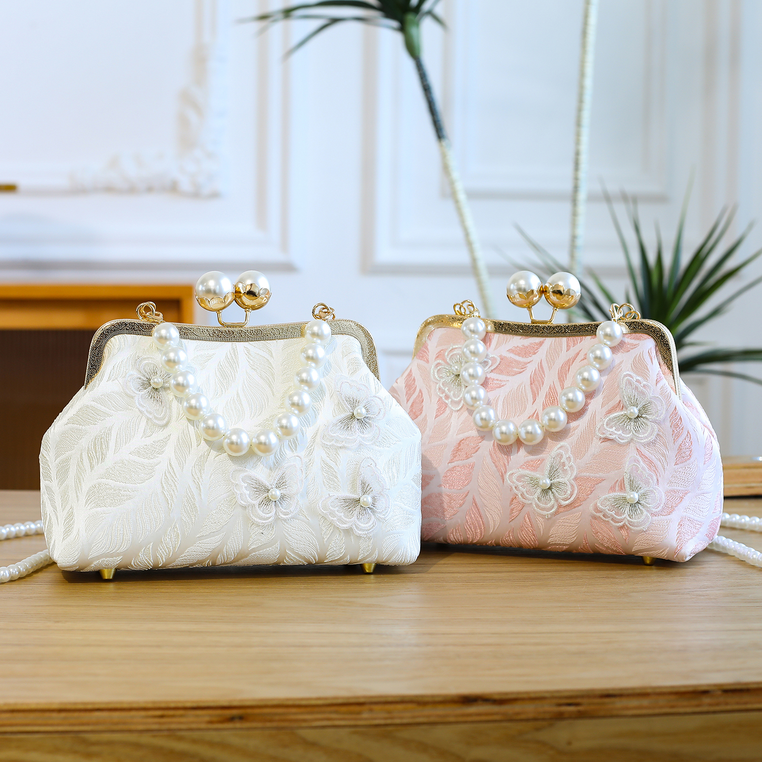 【炫彩蝴蝶】简约包夹口包晚装手提包链条斜挎包单肩包直播包02