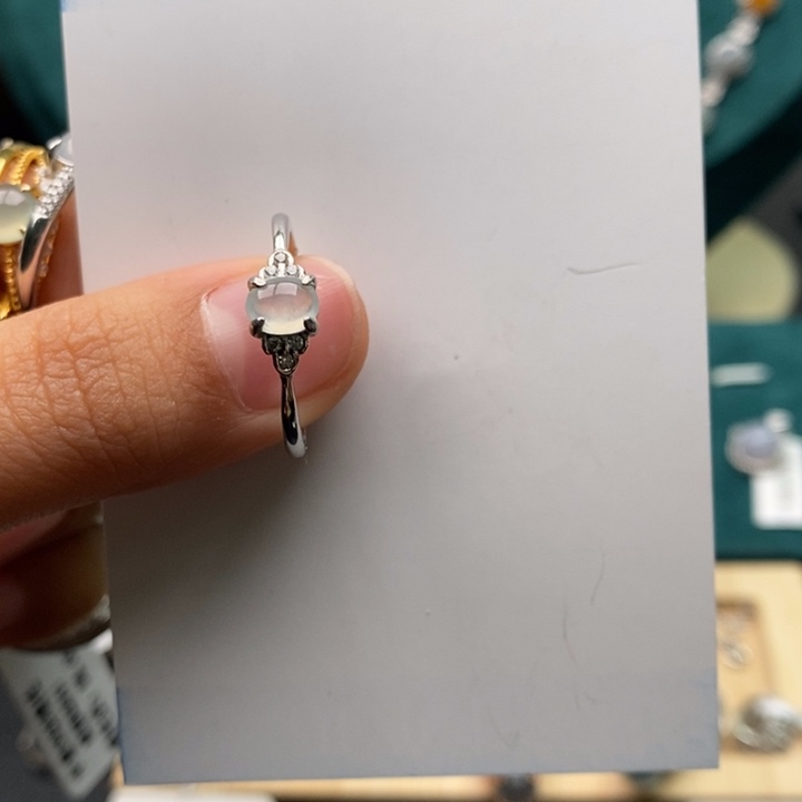 翡翠戒指银S925镶嵌111111