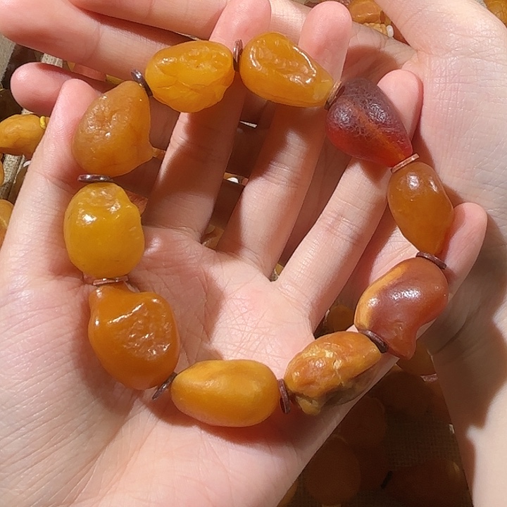 琥珀未镶嵌手链蜜蜡海漂手串
