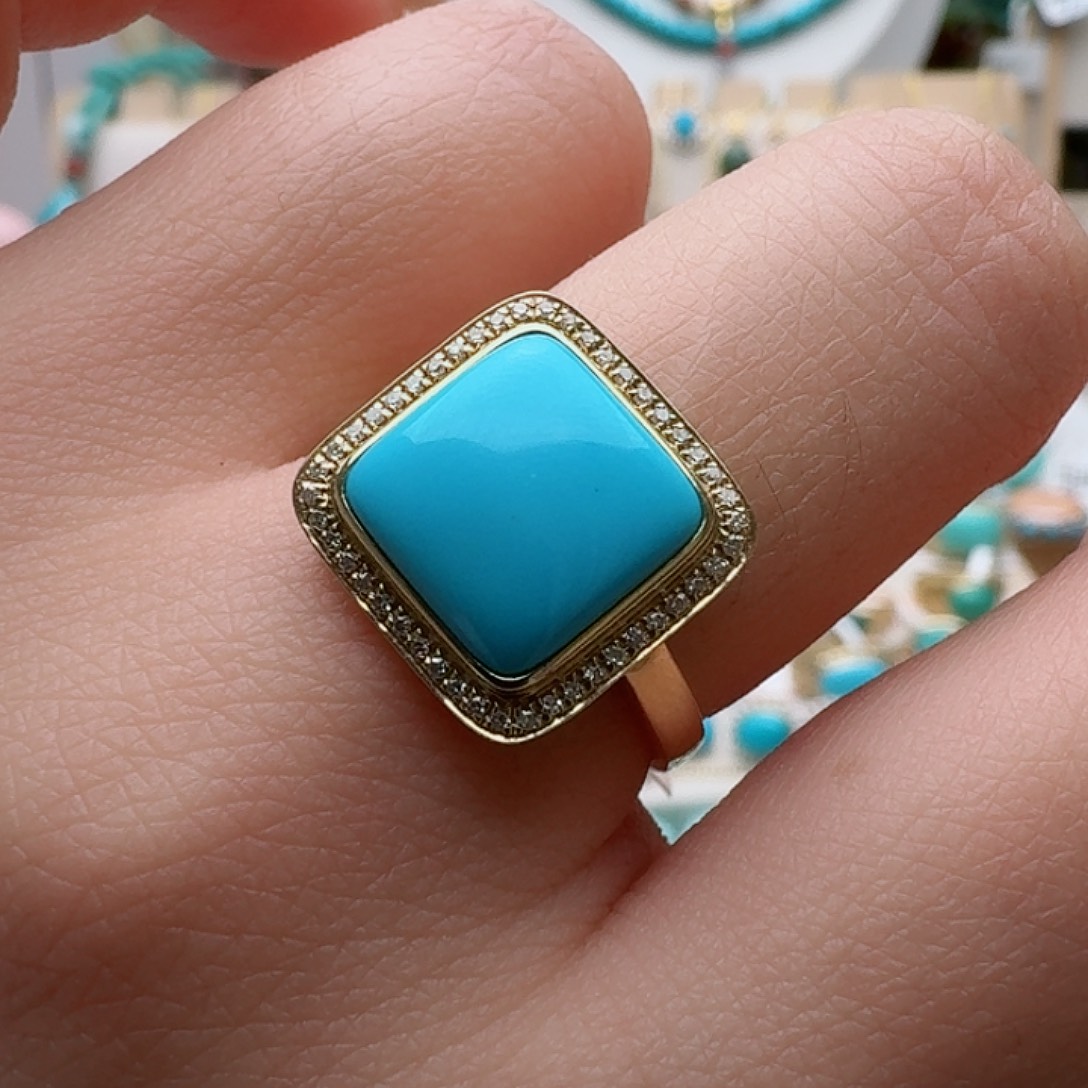 绿松石珠宝奇石18K金镶嵌米*林