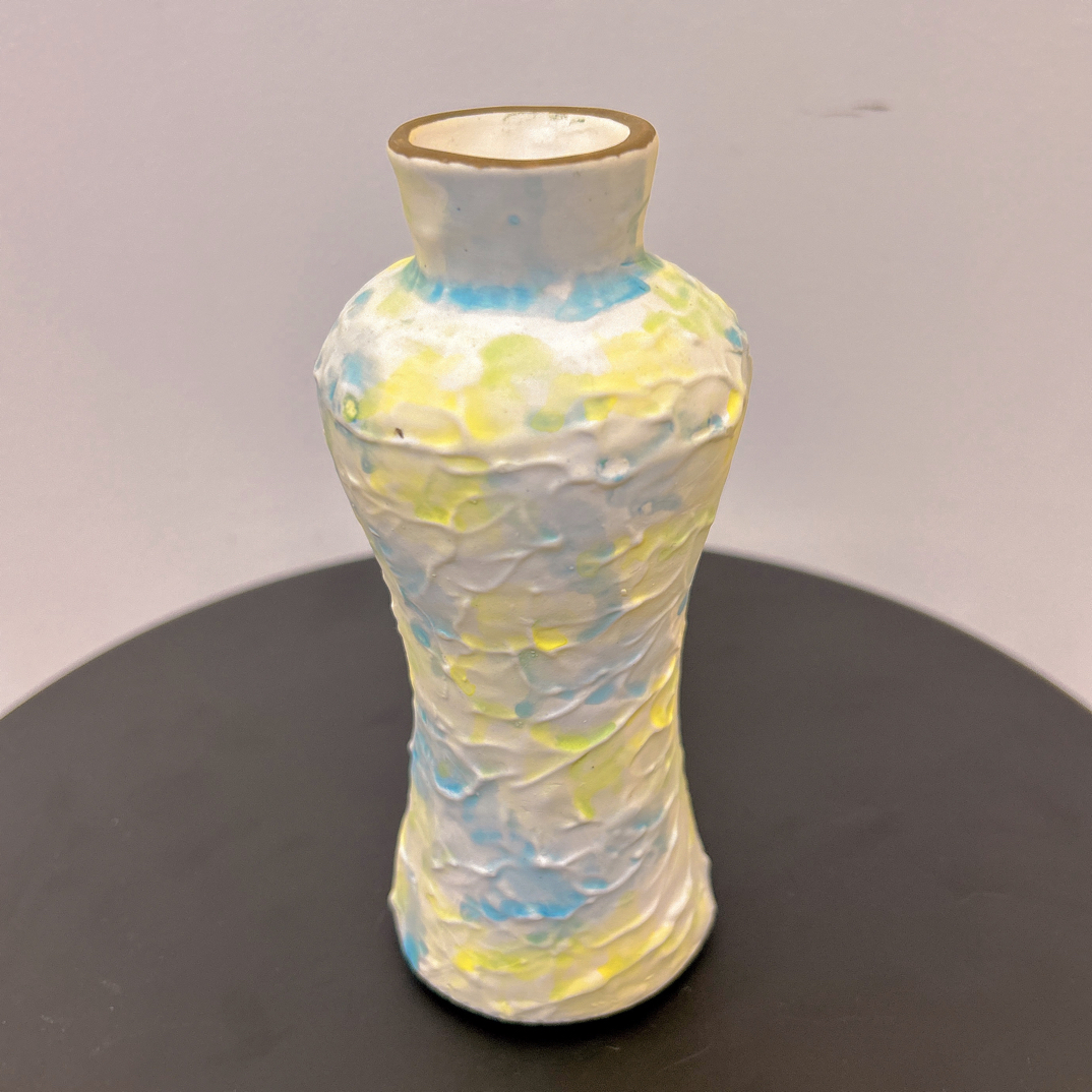 花纹渐变彩色陶瓷冰淇淋花瓶 家居酒店餐桌绝美插花艺术摆件