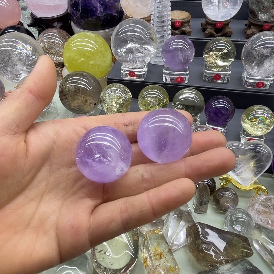 天然紫色水晶球摆件