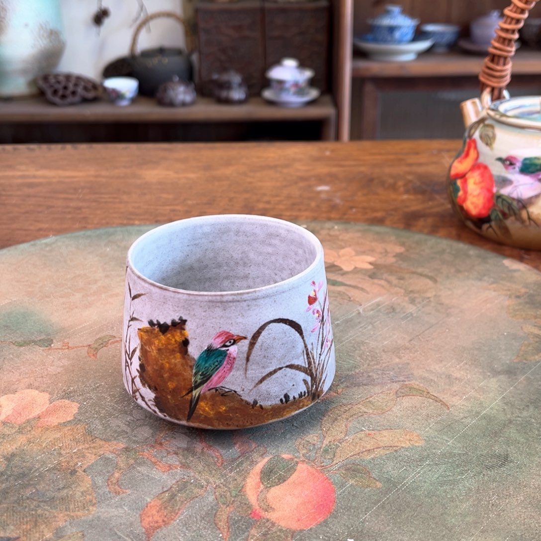 杯柴烧手工手绘陶瓷