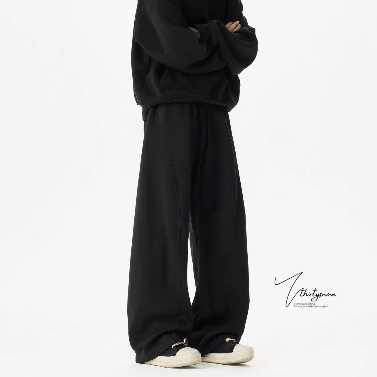 K2939 美式弯刀裤男女宽松运动休闲裤