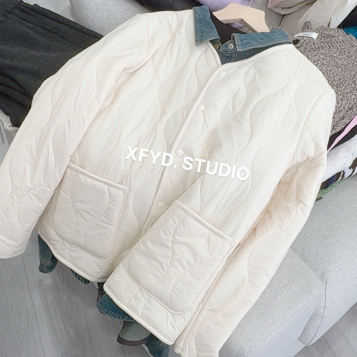 小朵家 XFYD. 升级版羊毛棉服！面料更软！轻巧暖和V领棉服外套E11