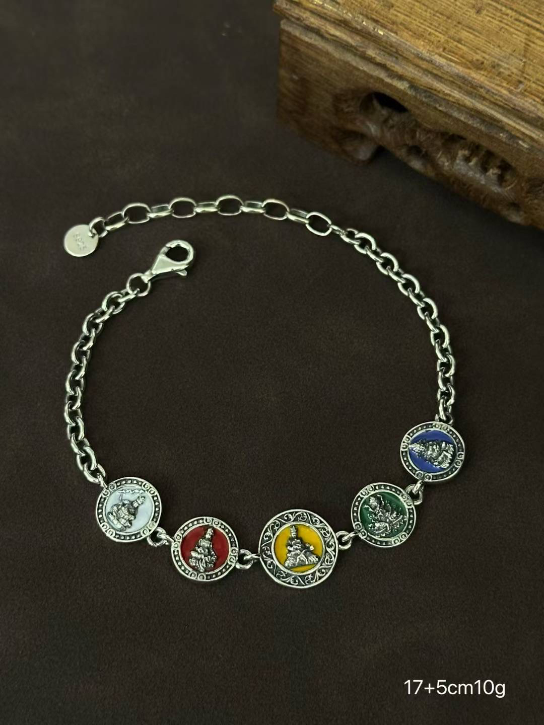 925银手链 五色珐琅釉环扣手链17+5 DY91316 国潮时尚