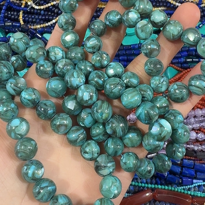 玛瑙/玉髓合金珠宝半成品一条10mm绿色圆珠70厘米