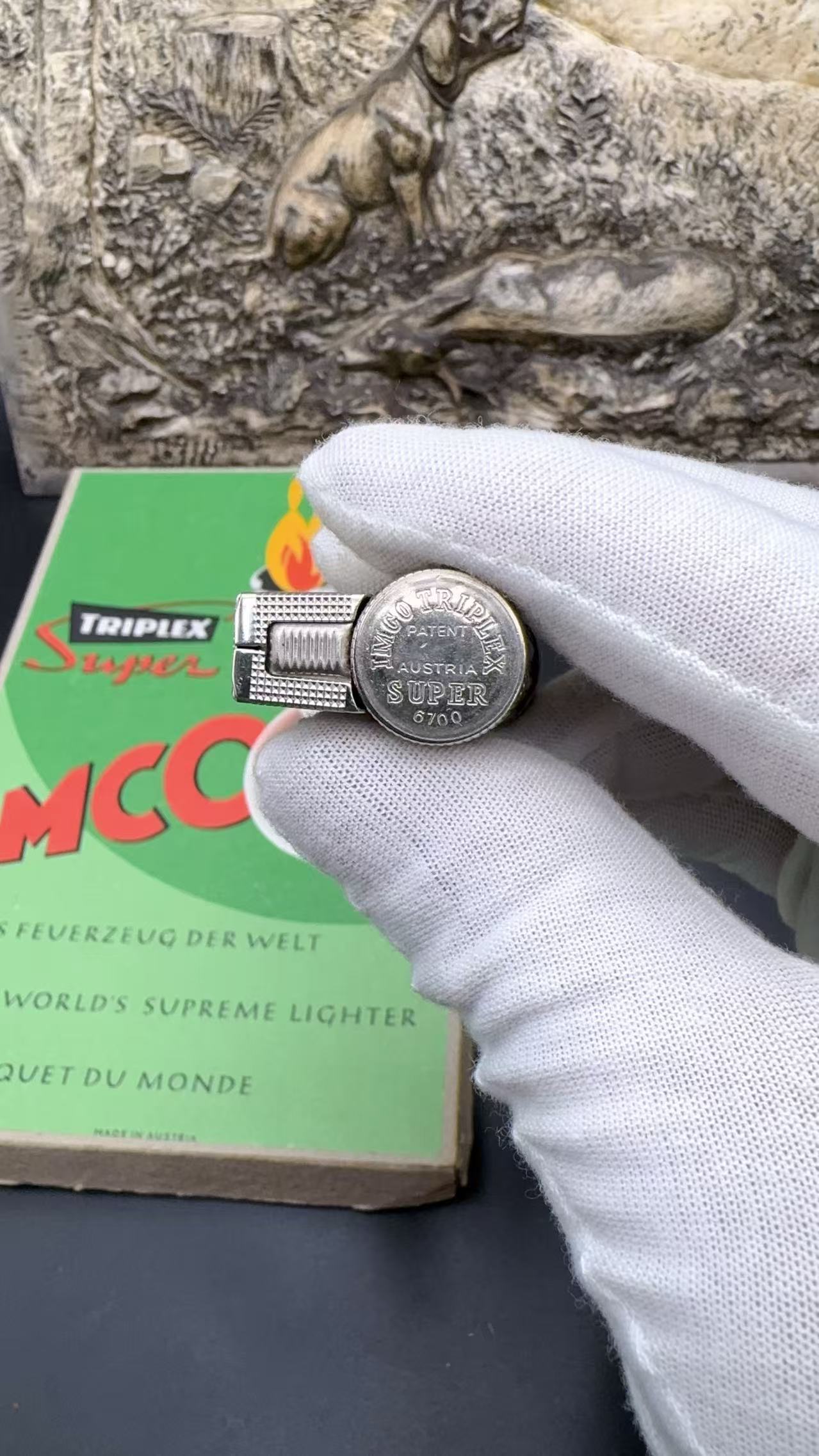 奥地利1960年代左右爱酷6700火机小鱼鳞火轮（颜色随机发）