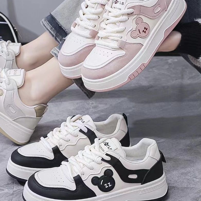 A22小白鞋黑白熊猫板鞋新款厚底女鞋休闲多巴胺少女增高学生