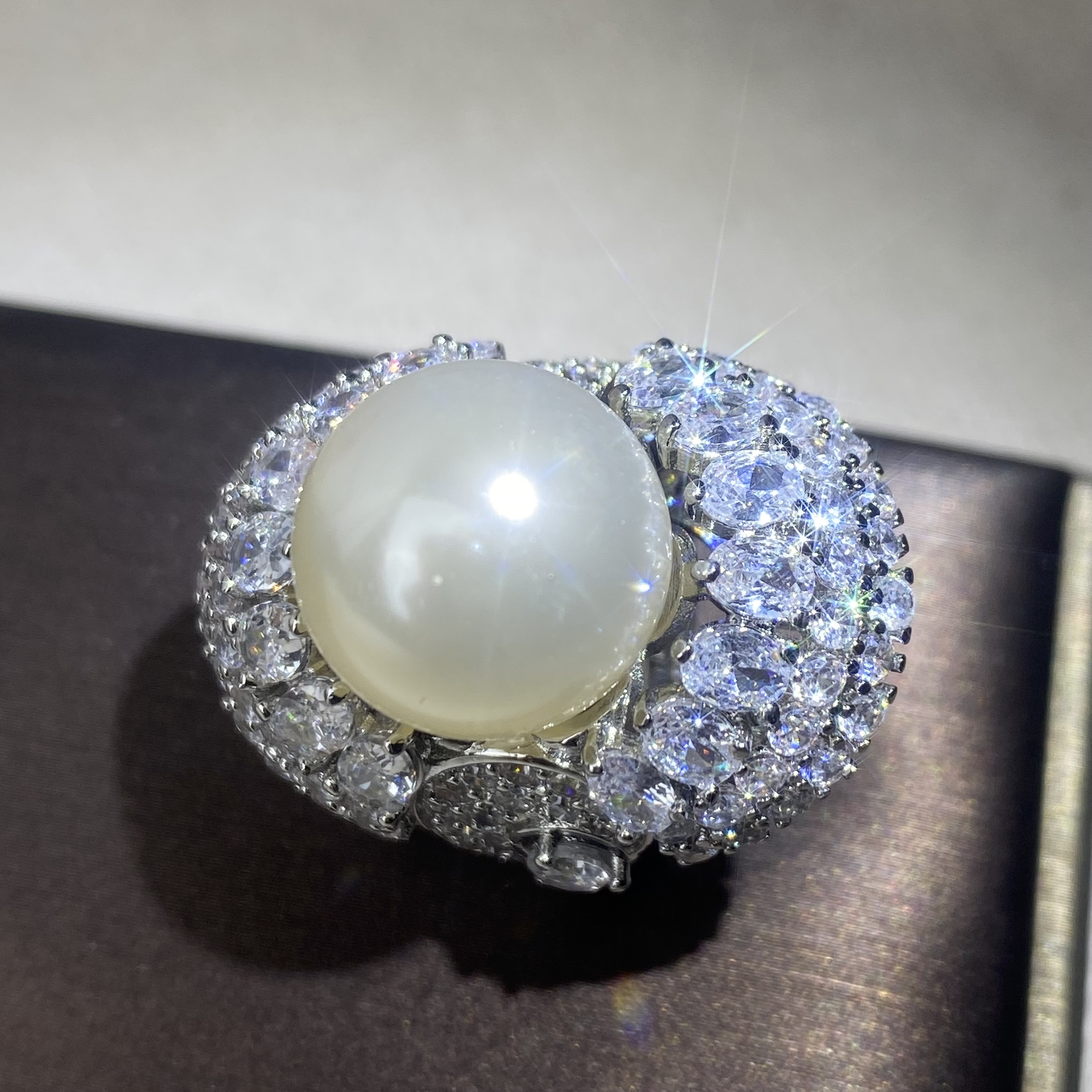 6586【戒指】轻奢精品白金色女士戒指