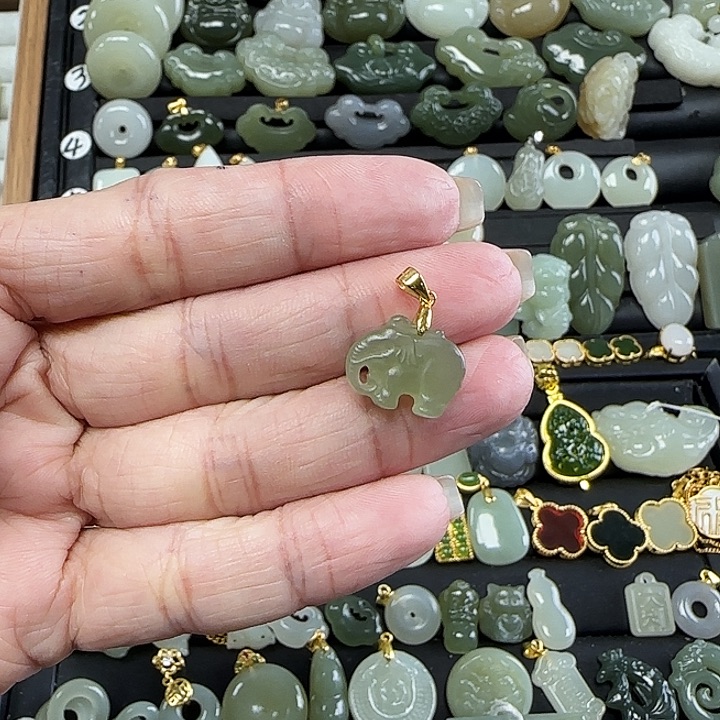 和田玉银S925镶嵌吊坠(不含链)