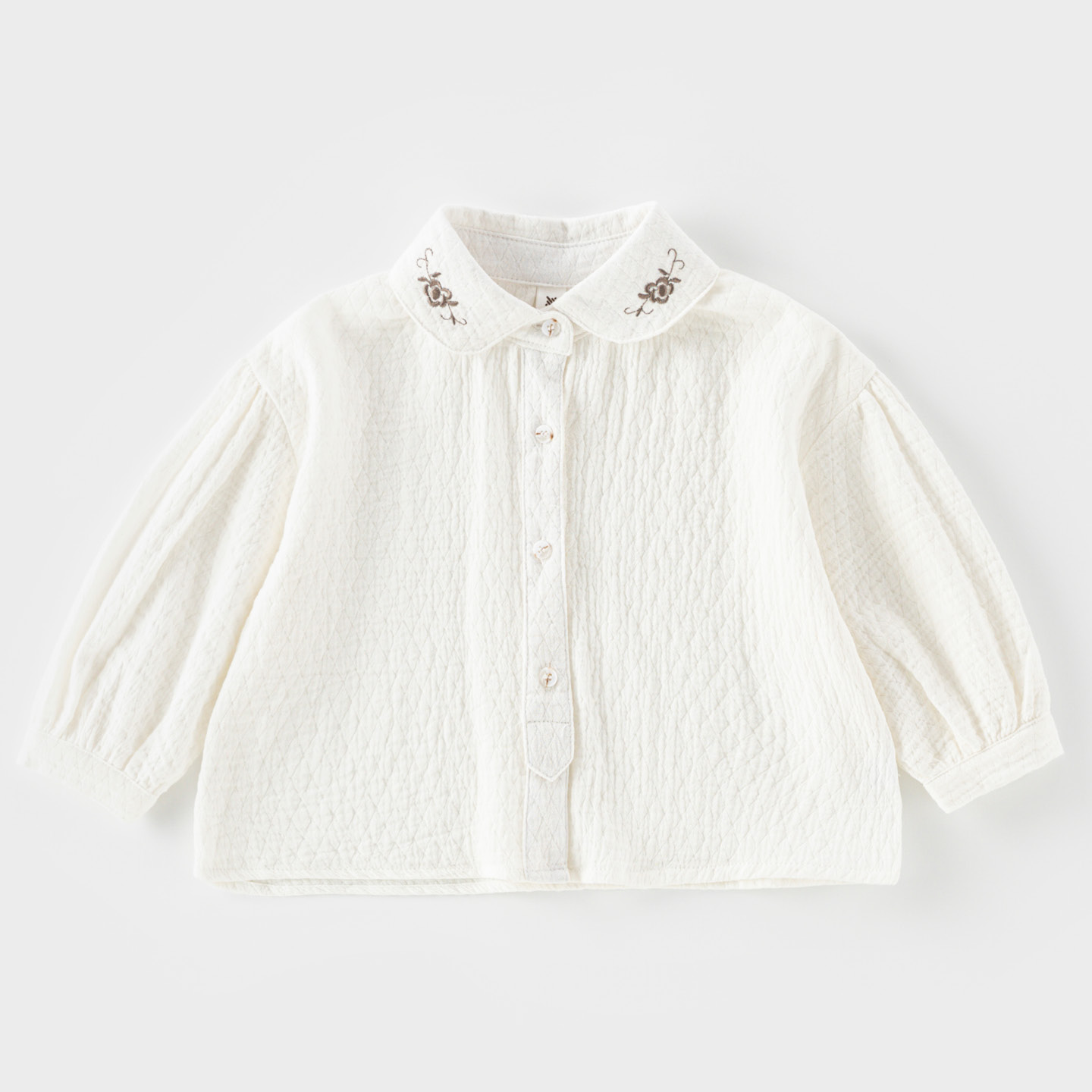 女宝衬衫春秋2025新品可爱刺绣小童长袖上衣1-5周岁女童衣服7365