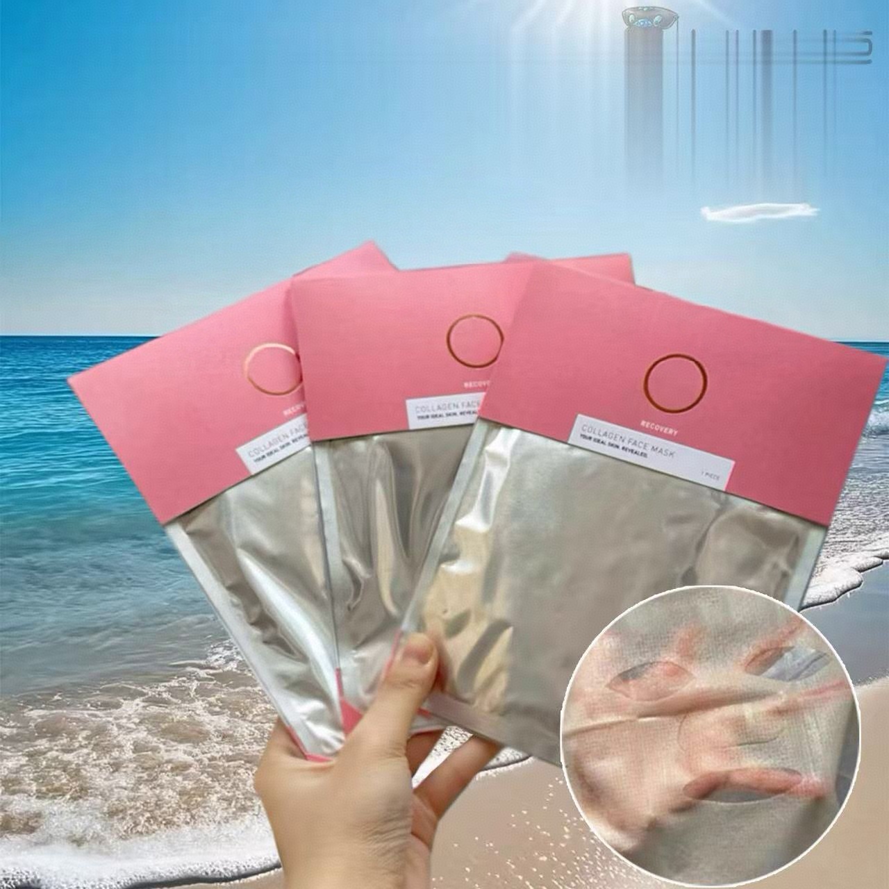 re 粉胶原面膜3片 刷