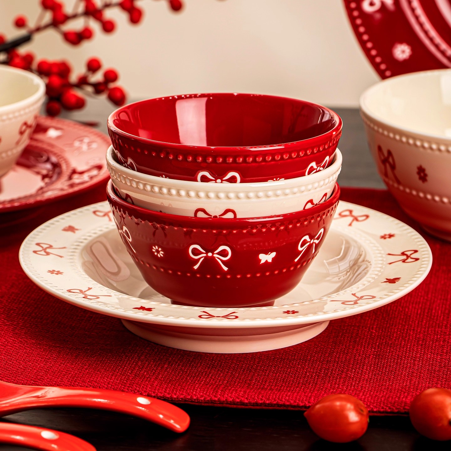 新婚结婚订婚礼物送新人釉下彩餐具乔迁新居碗碟碗盘勺子筷子家用