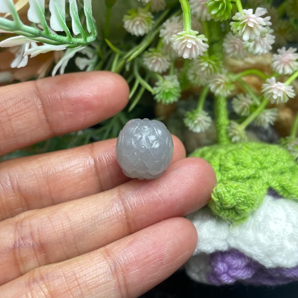 天然和田玉青海料冰底烟紫小并蒂莲花珠子挂坠颈饰雕刻隔珠吊坠