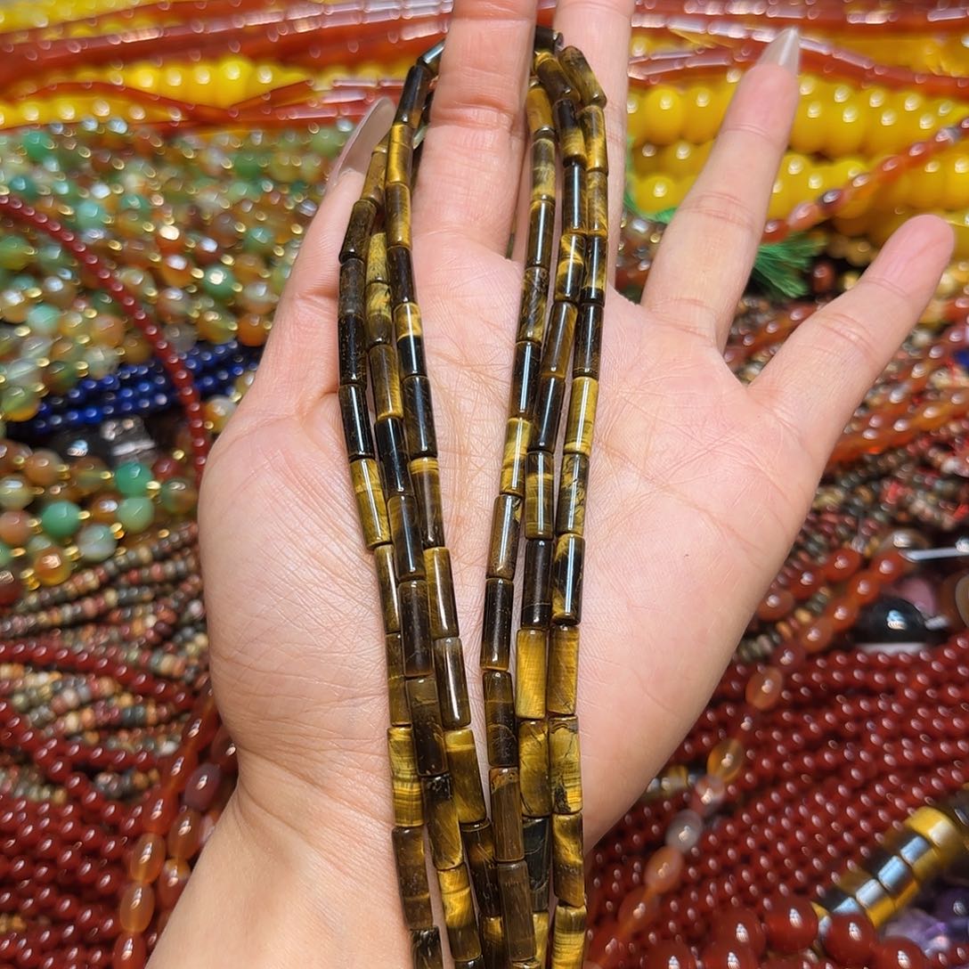 玛瑙/玉髓未镶嵌珠宝半成品4✖️14mm虎眼管一条