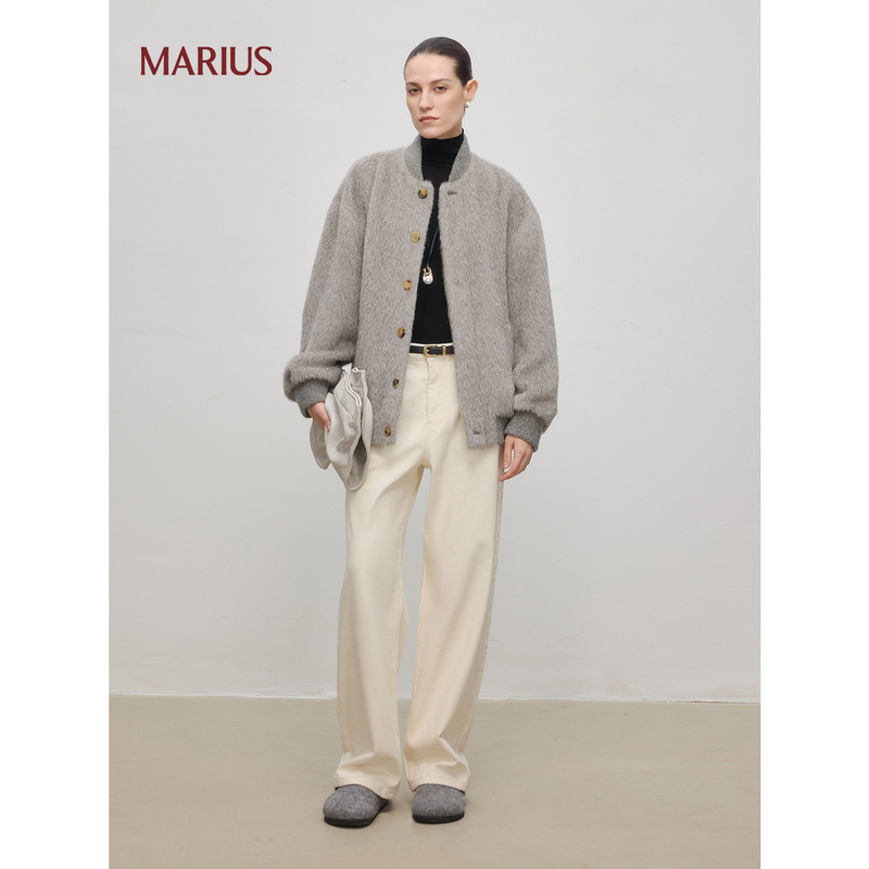 MARIUS"软软牛仔"软黄金直筒宽松百搭水洗显瘦弹力牛仔裤
