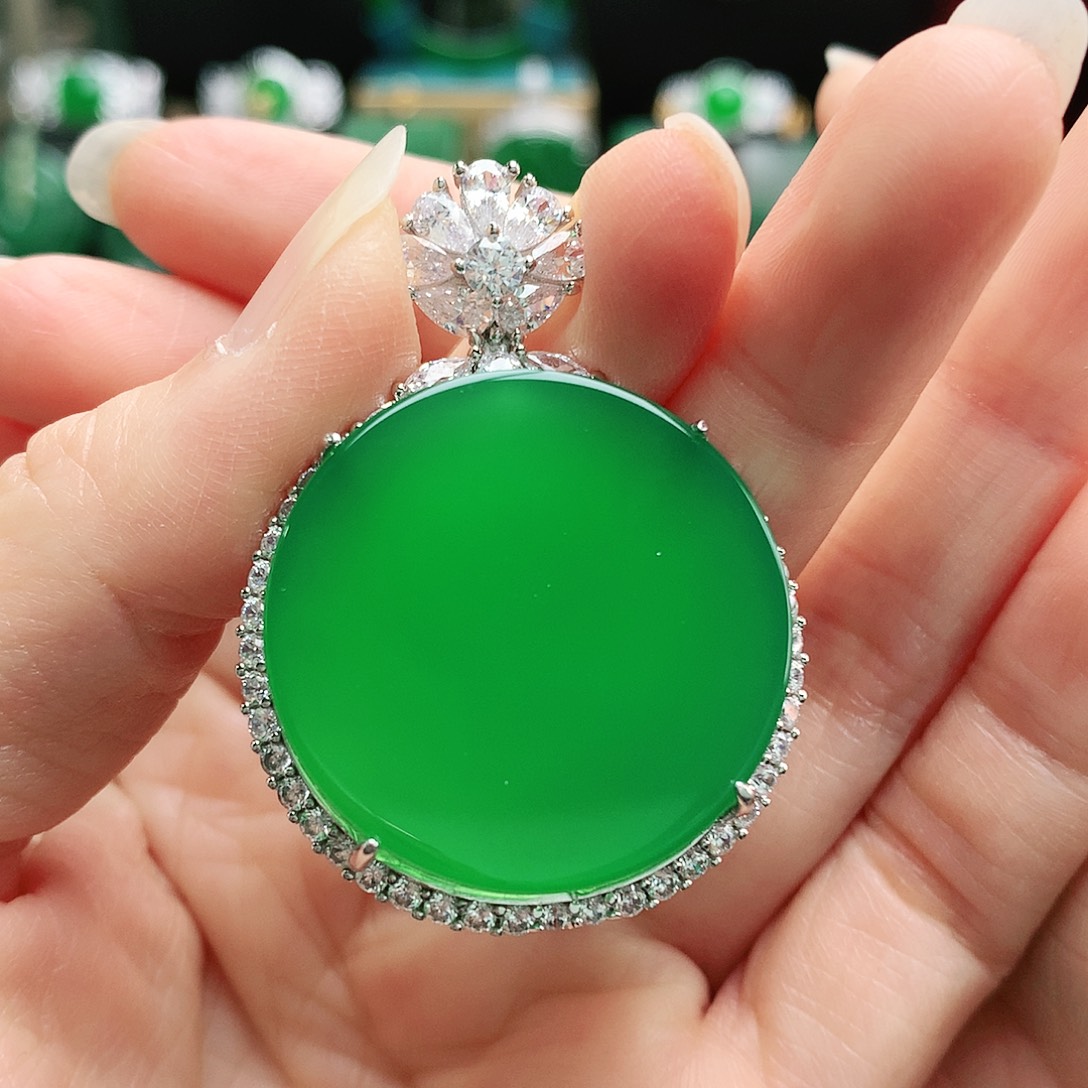 玛瑙/玉髓吊坠银S925镶嵌