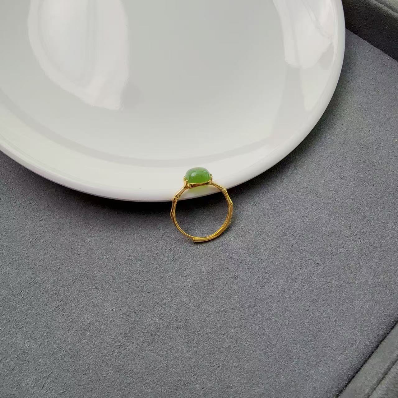 碧玉方糖戒指S925银