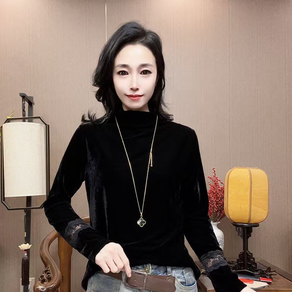 【峰姐优品】5577-6677【NY】镂空袖丝绒衫