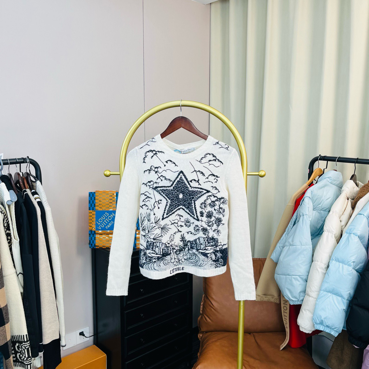 Dior/迪奥 白色羊绒五芒星毛衣 38码 99新