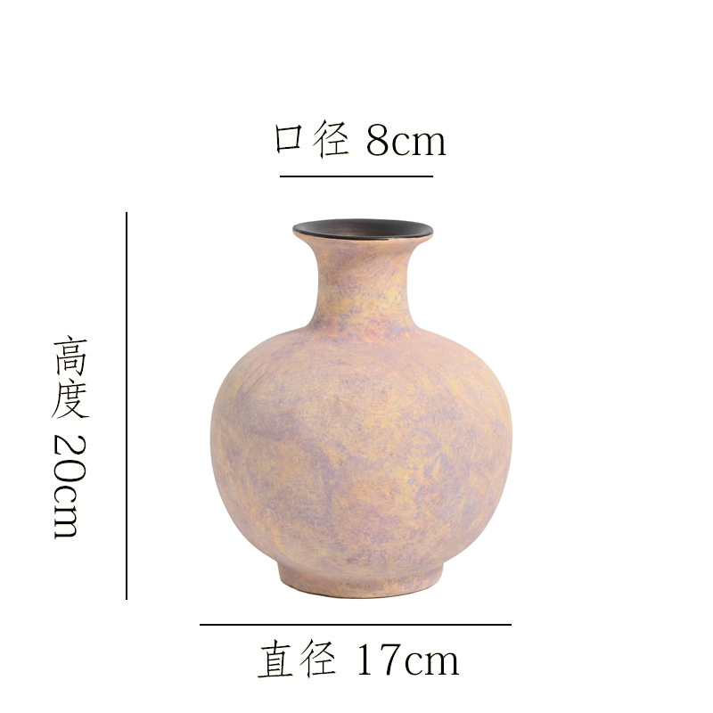 【莫奈紫-小圆墩】无孔水培桌面陶瓷花瓶干花鲜花