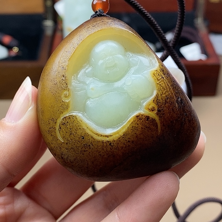 和田玉挂件未镶嵌柠*茶F