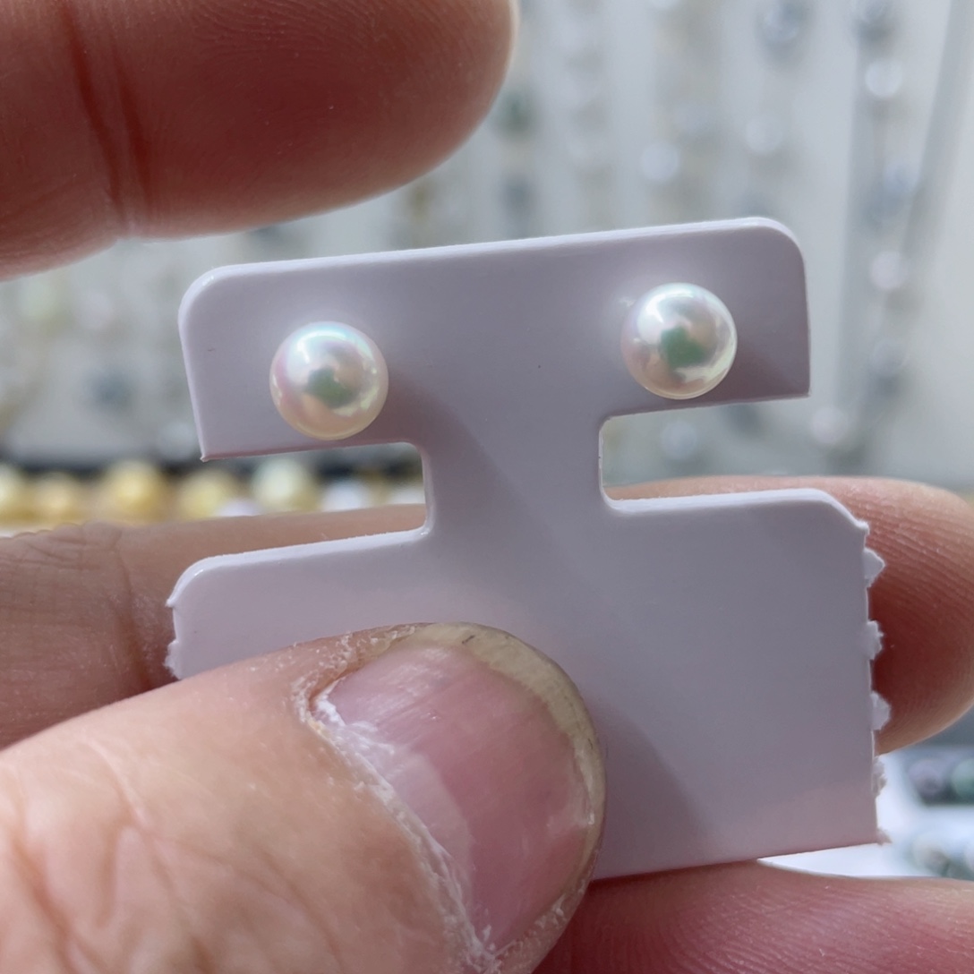 海水珍珠耳钉18K金镶嵌