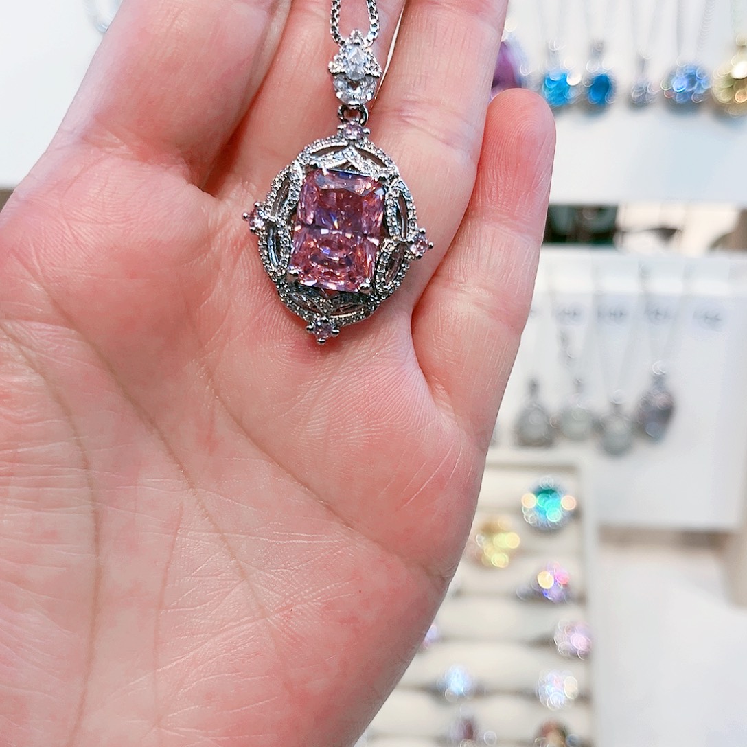 瑶***酒芙蓉石银S925镶嵌颈饰