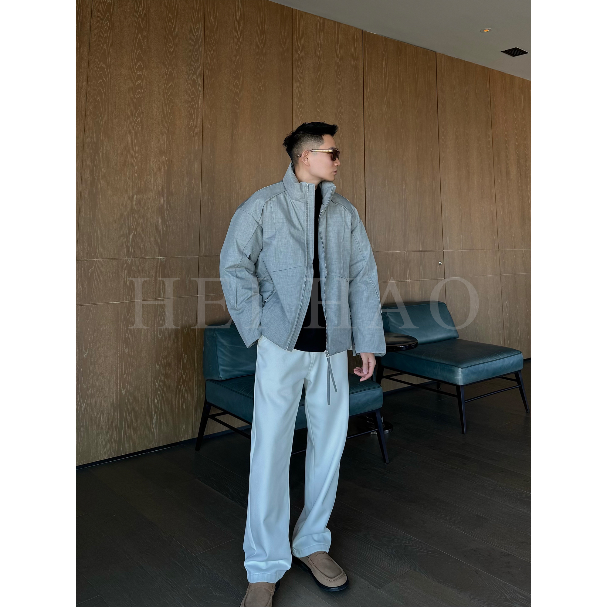 Hei Hao】切割结构/新国标90白鸭绒立领羽绒服外套男士冬季休闲