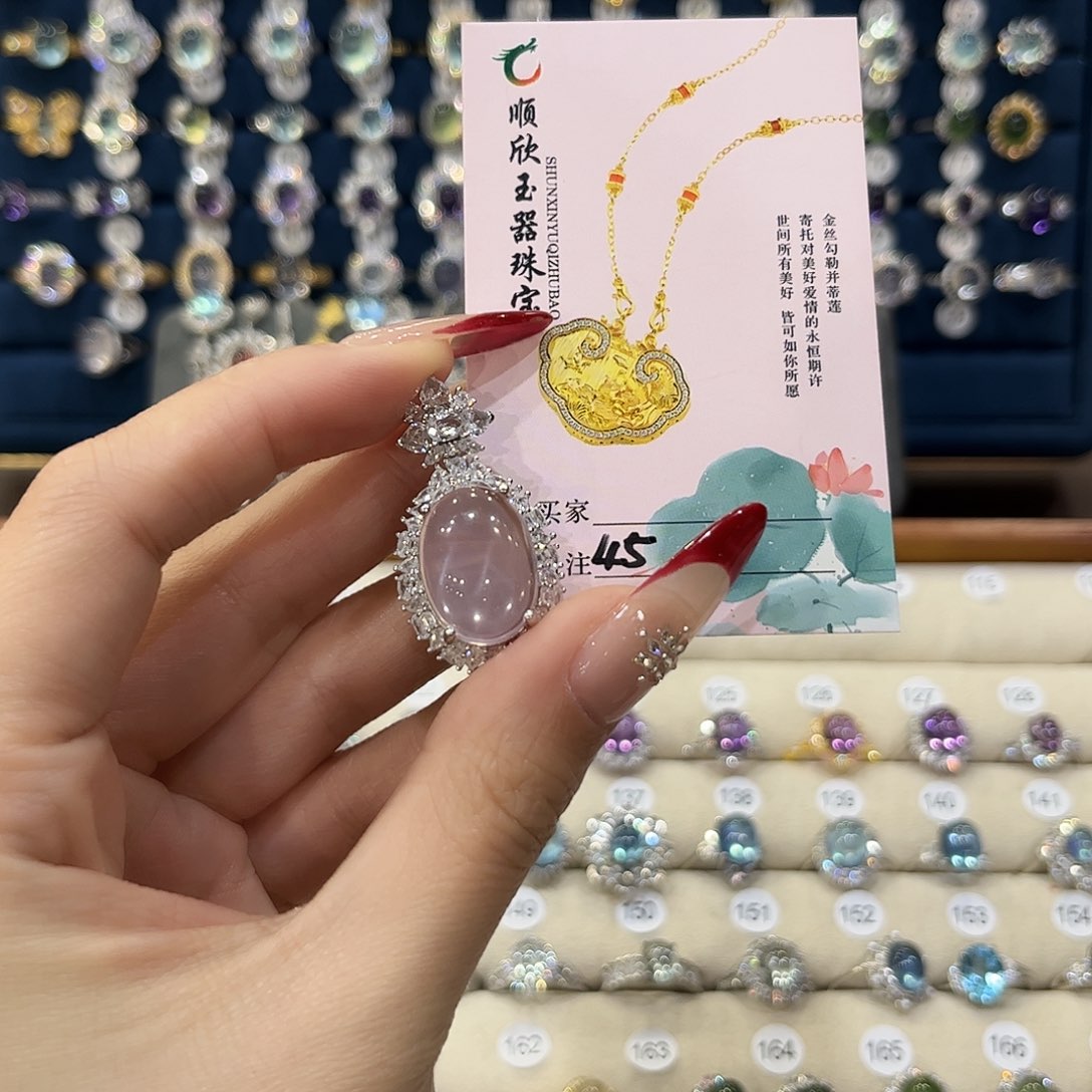 芙蓉石女款银S925镶嵌战****Y吊坠45