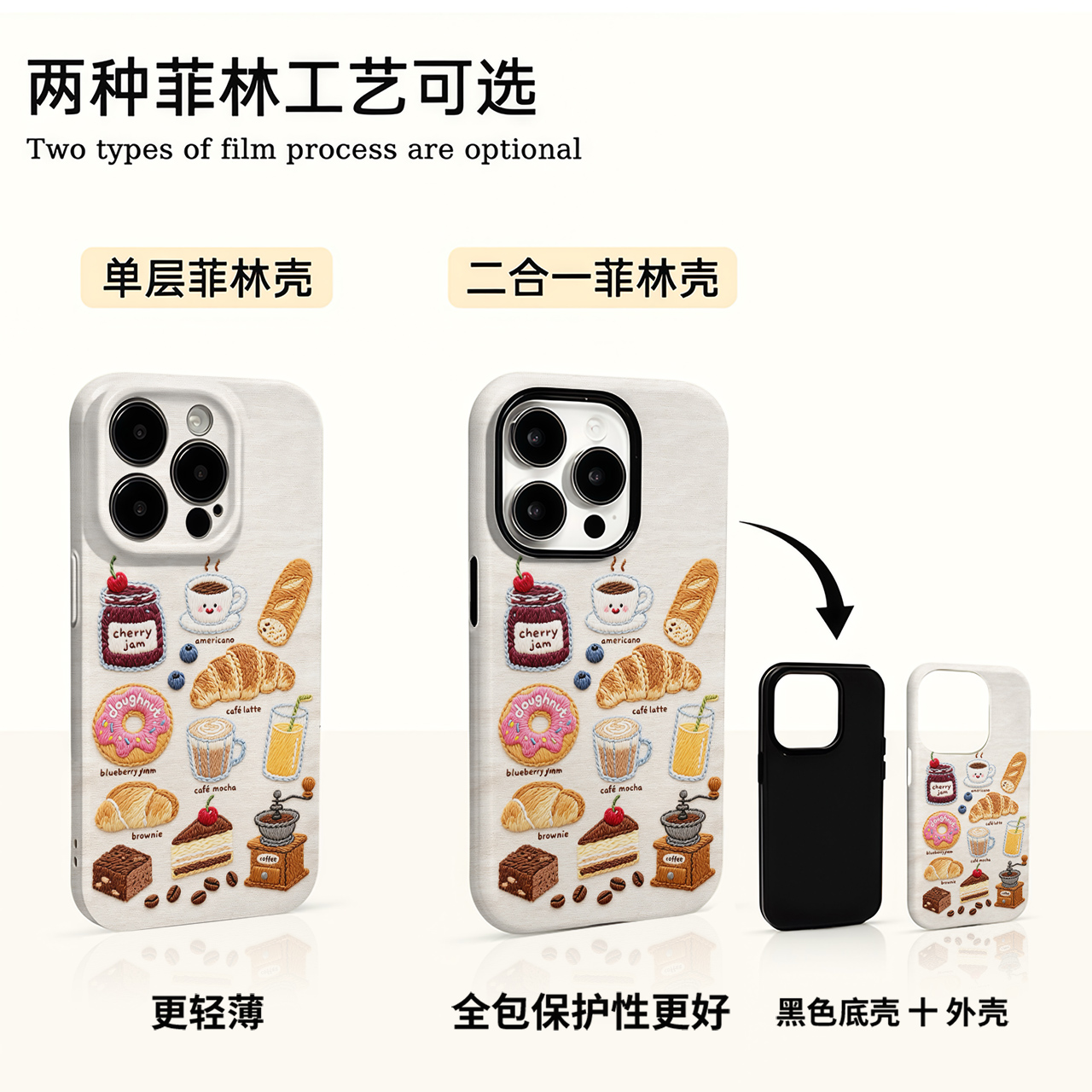 咖啡糕点适用苹果16promax华为小米vivo oppo荣耀手机壳菲林
