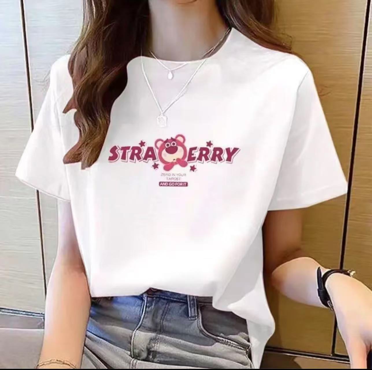 夏季短袖男女休闲透气时尚百搭圆领印花T恤 STRA