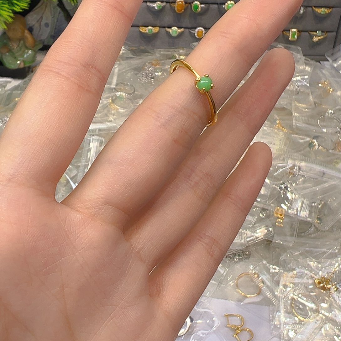 翡翠戒指银S925镶嵌翡翠