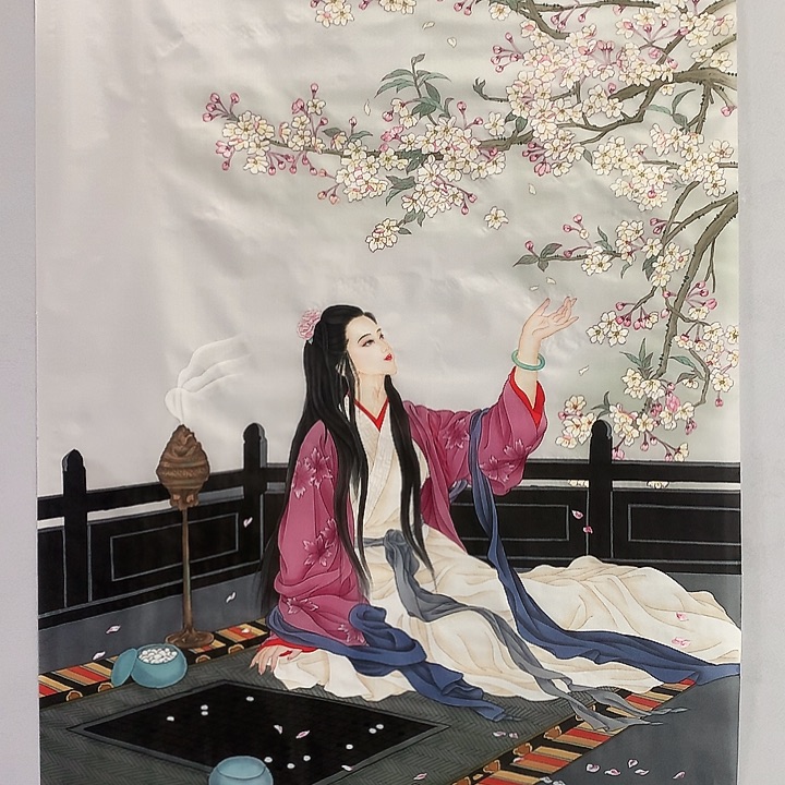 国画丝绢人物画、