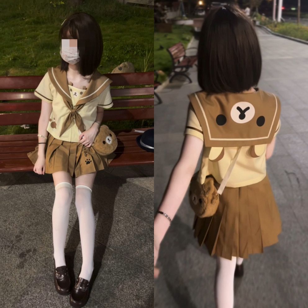 原创【轻轻熊】樱空灵jk制服正版女夏设计感玩偶小萝莉轻松熊水手服