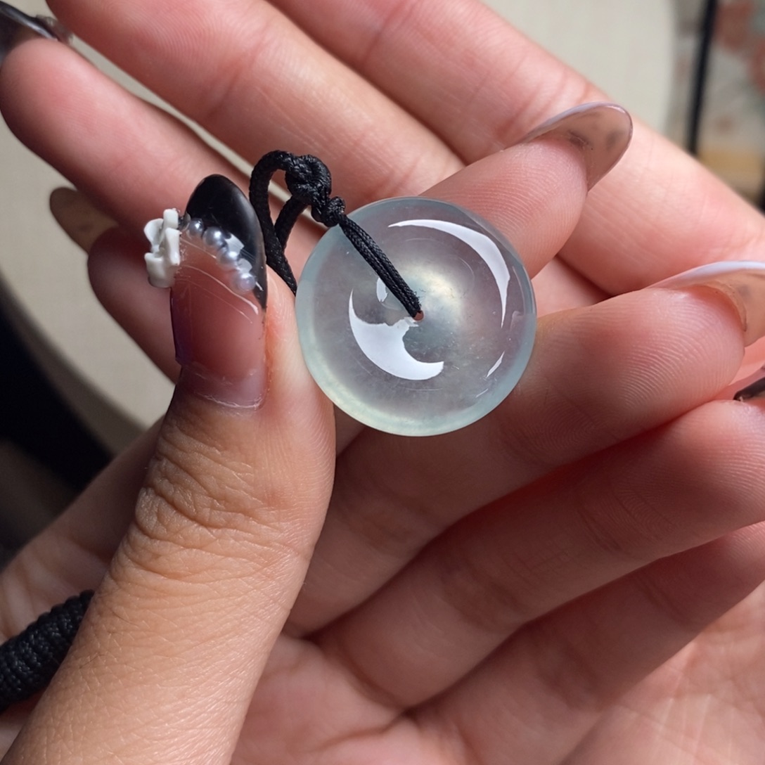 翡翠未镶嵌颈饰高冰种淡淡的晴水底平安扣吊坠