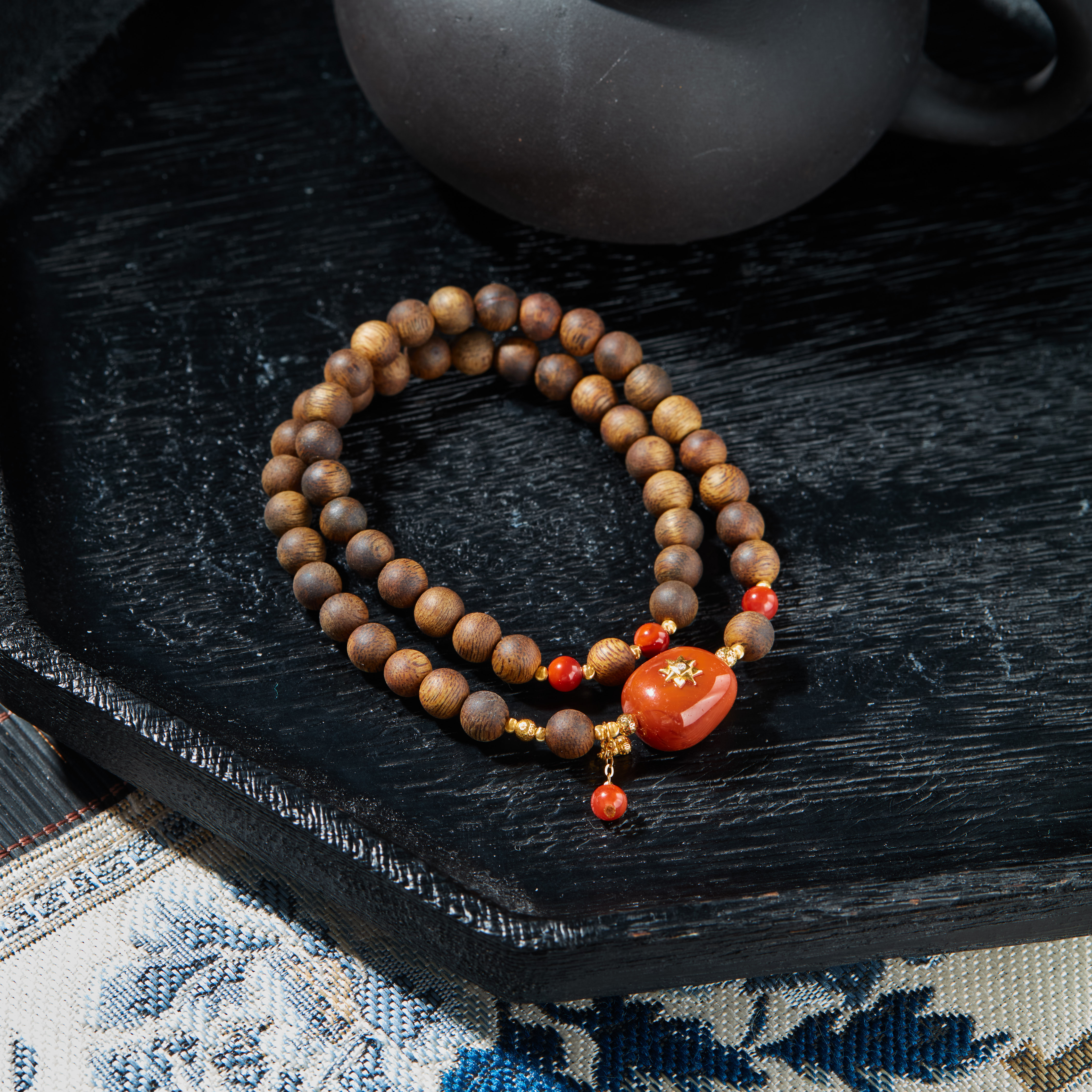 【云上雅岚】秋南枝丨18K南红沉香多圈-多样性发一件-XYGD233245-D